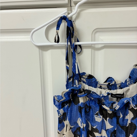 Who What Wear Blue and Black Patterned Dress - Picture 3 of 4